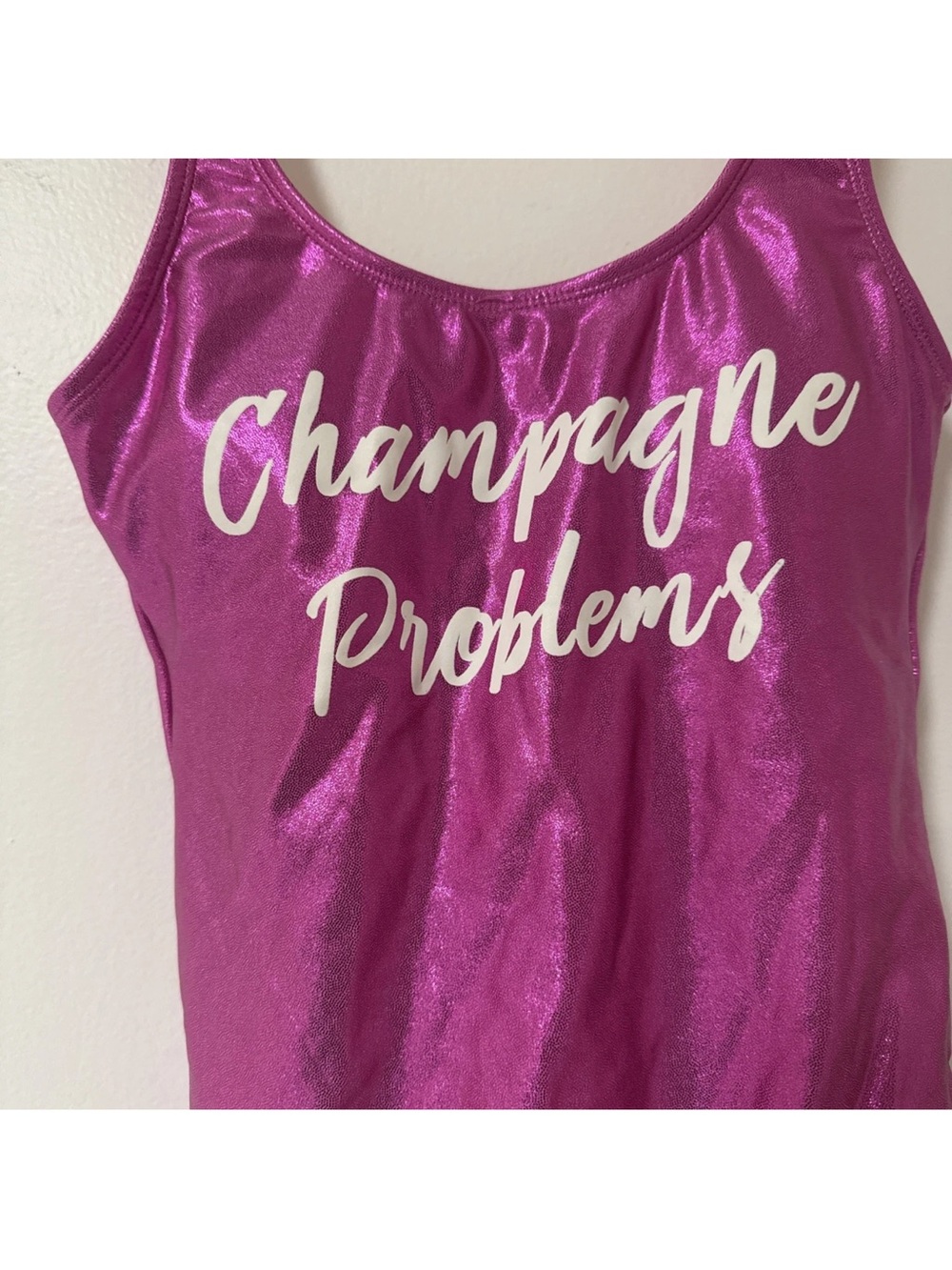 California waves Metallic Magenta Tank Top ‘Champagne Problems' Print size XS